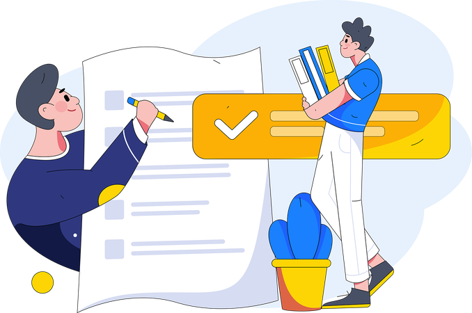 Businessman is approving task  イラスト