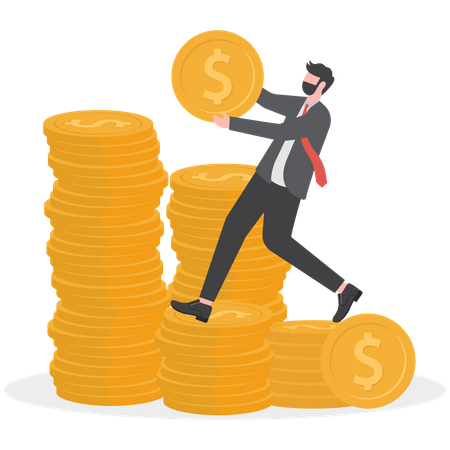 Businessman is arranging stack of coins  Illustration