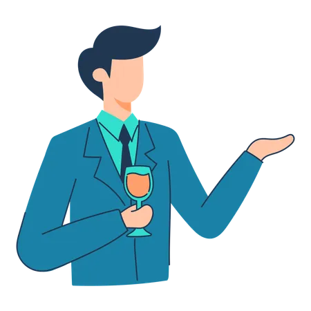 Businessman is at business party  Illustration