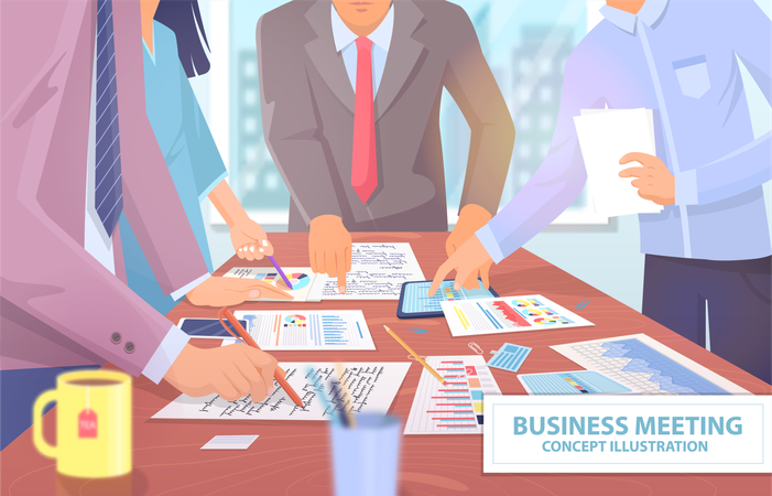 Businessman is attending business meeting  Illustration