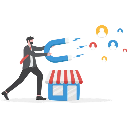 Businessman is attracting customer feedbacks  Illustration