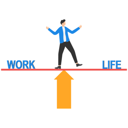 Businessman is balancing between work and life  Illustration