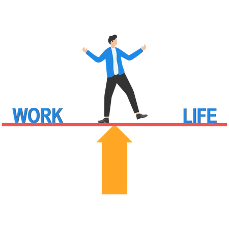 Businessman is balancing between work and life  Illustration