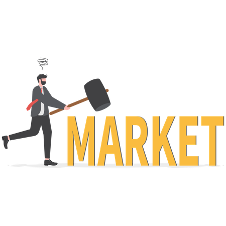 Businessman is beating market  Illustration