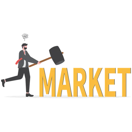 Businessman is beating market  Illustration