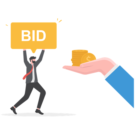 Businessman is bidding  Illustration