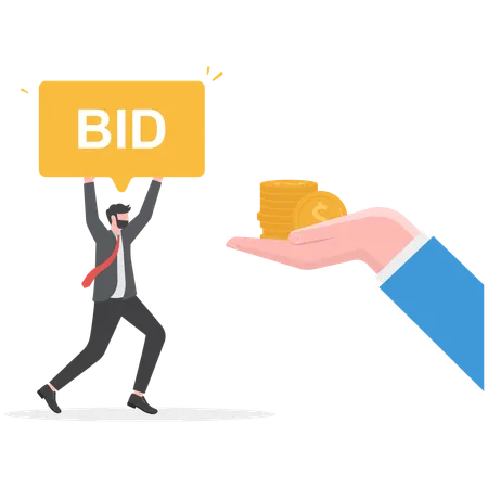 Businessman is bidding  Illustration