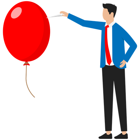 Businessman is bursting balloon  Illustration