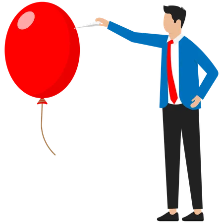 Businessman is bursting balloon  Illustration