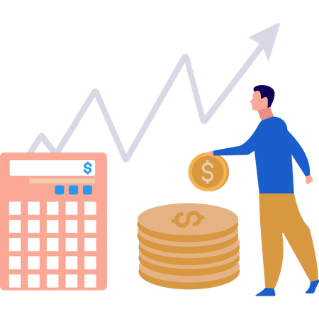 Businessman is calculating money  Illustration