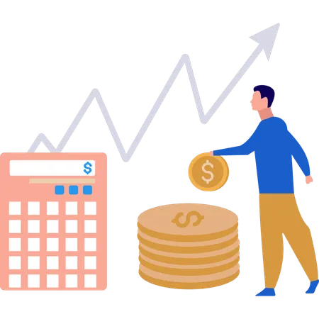 Businessman is calculating money  Illustration