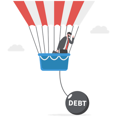 Businessman is caught in debt circle  Illustration