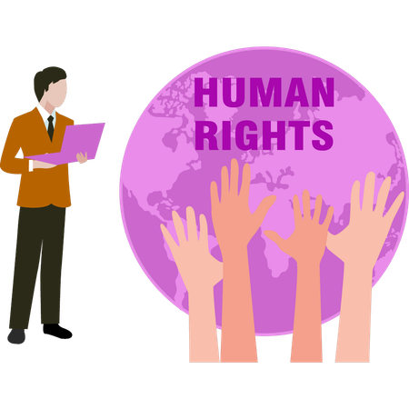 Businessman is celebrating international human rights globally  Illustration