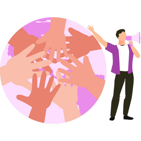 Businessman is celebrating international human rights globally  일러스트레이션