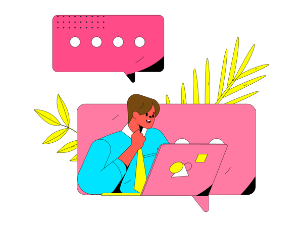 Businessman is chatting online  Illustration