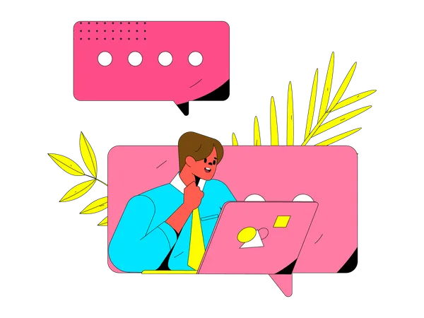 Businessman is chatting online  Illustration