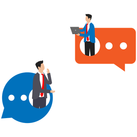 Businessman is chatting with employees  Illustration