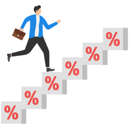 Businessman is stepping towards success stairs and business development  Illustration