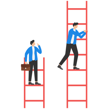 Businessman is climbing up success ladder  Illustration