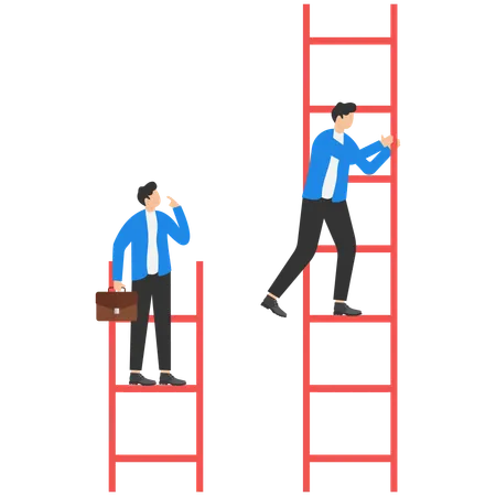 Businessman is climbing up success ladder  イラスト