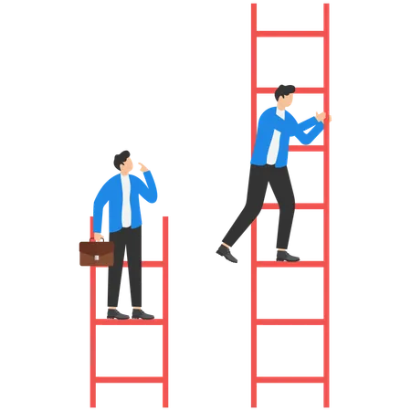 Businessman is climbing up success ladder  Illustration