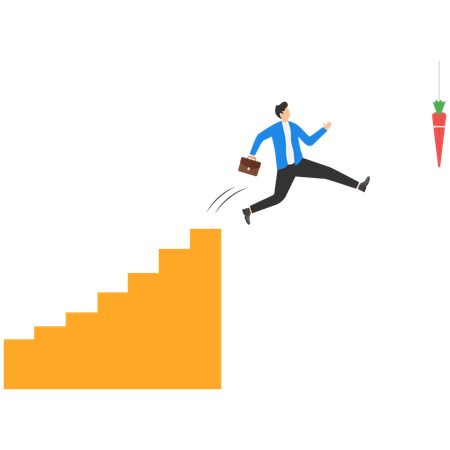 Businessman is climbing up success ladder to achieve his goal  イラスト