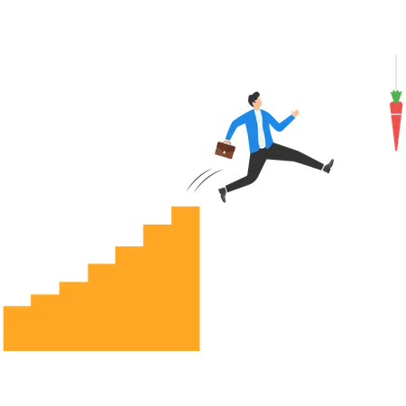 Businessman is climbing up success ladder to achieve his goal  Illustration