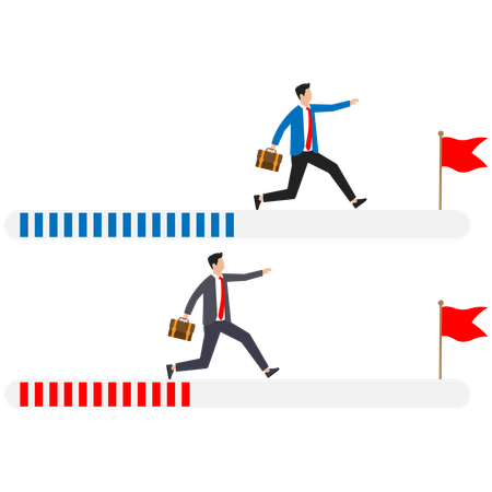 Businessman is competing with his enemies  Illustration