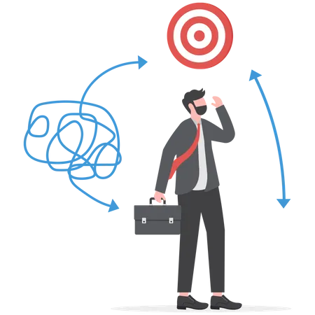 Businessman is confused in achieving target  Illustration