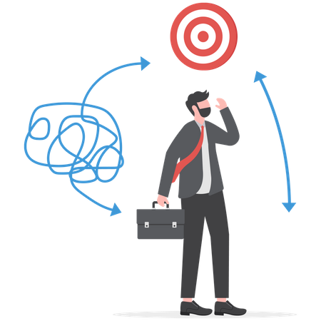 Businessman is confused in achieving target  Illustration