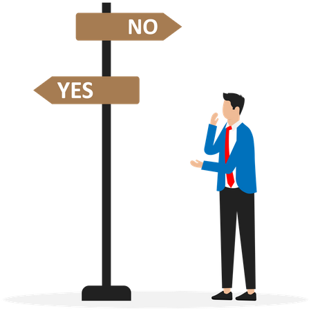 Businessman is confused in choosing direction  Illustration