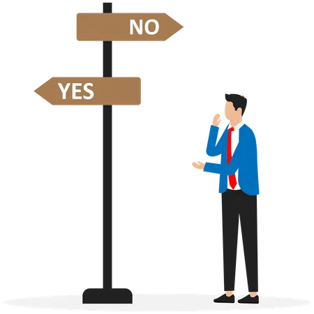 Businessman is confused in choosing direction  Illustration