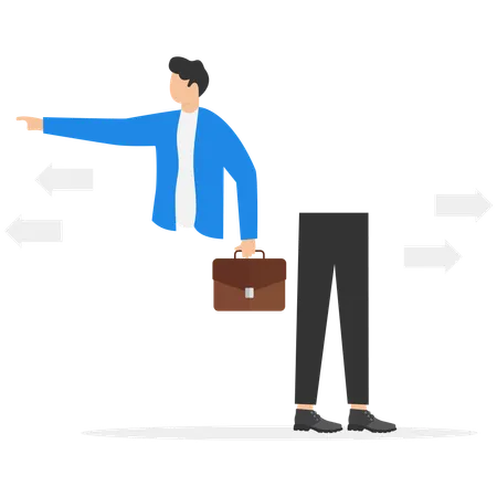 Businessman is confused in choosing two paths  Illustration