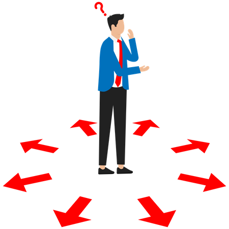 Businessman is confused in taking right decision  Illustration