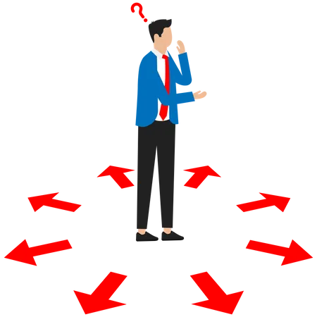 Businessman is confused in taking right decision  Illustration
