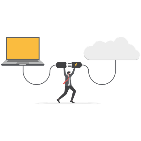 Businessman is connecting his website to cloud  Illustration