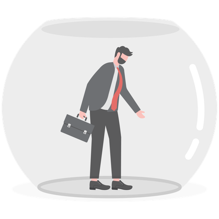 Businessman is covered with risks and challenges  Illustration