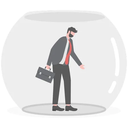 Businessman is covered with risks and challenges  Illustration