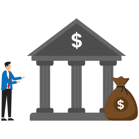 Businessman is depositing money in bank  Illustration