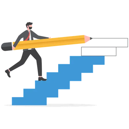 Businessman is designing success ladder  Illustration