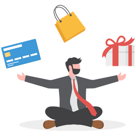 Businessman is distributing bonus among employees  Illustration