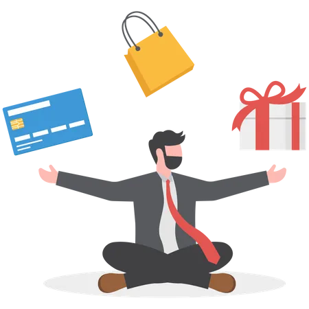 Businessman is distributing bonus among employees  Illustration