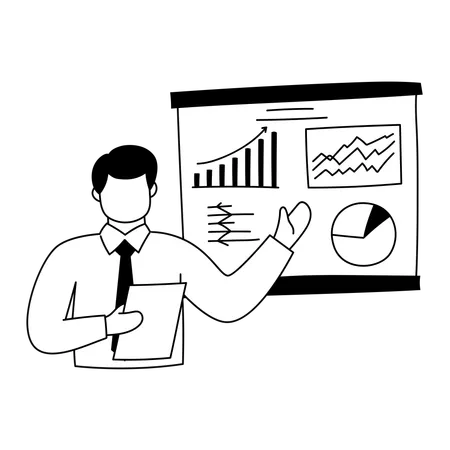 Businessman is doing business analysis  Illustration