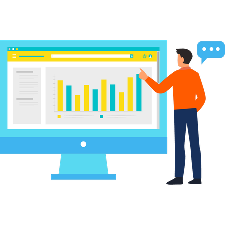 Businessman is doing data analysis  Illustration