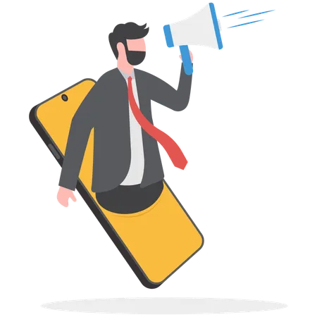 Businessman is doing digital marketing  Illustration