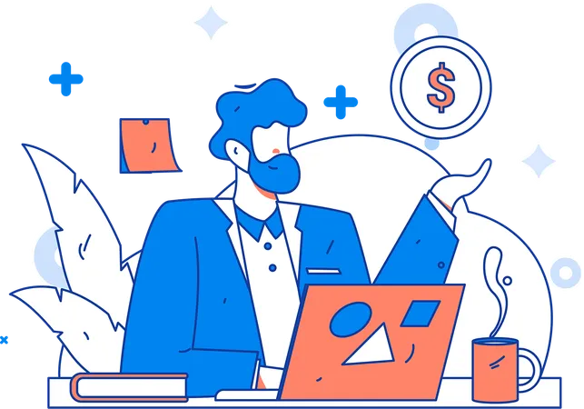 Businessman is doing financial management  Illustration