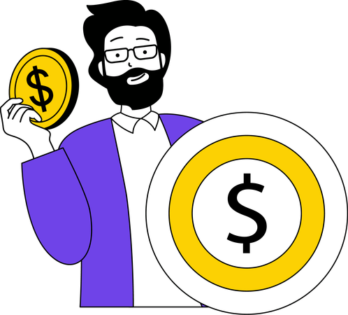 Businessman is doing financial management  Illustration