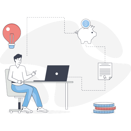 Businessman is doing investor money in business  Illustration