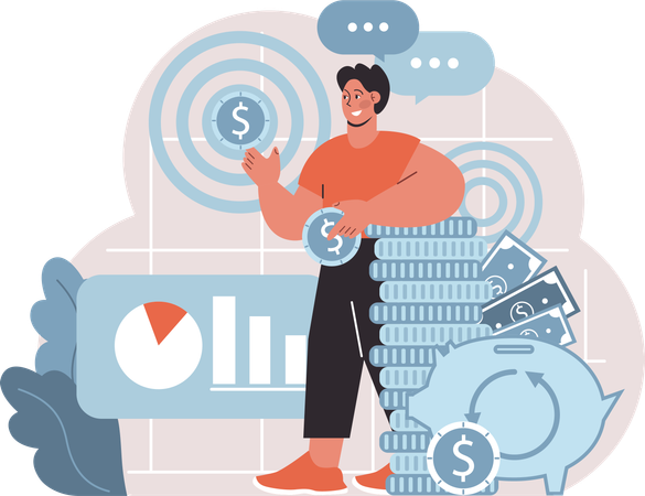 Businessman is doing money management  Illustration