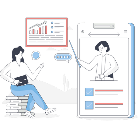 Businessman is doing online business meeting  Illustration